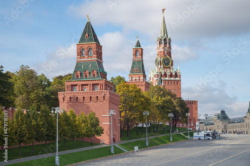 Autumn view of the towers of the Moscow Kremlin, Russia