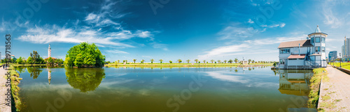 Panorama Of Ardagani Lake In Batumi, Adjara, Georgia. Summer Sunny Day With Blue Sky. Panoramic View. photo