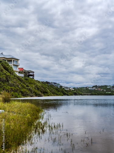 kleinemonde beach front and houses on the river bank in Port Alfred South Africa