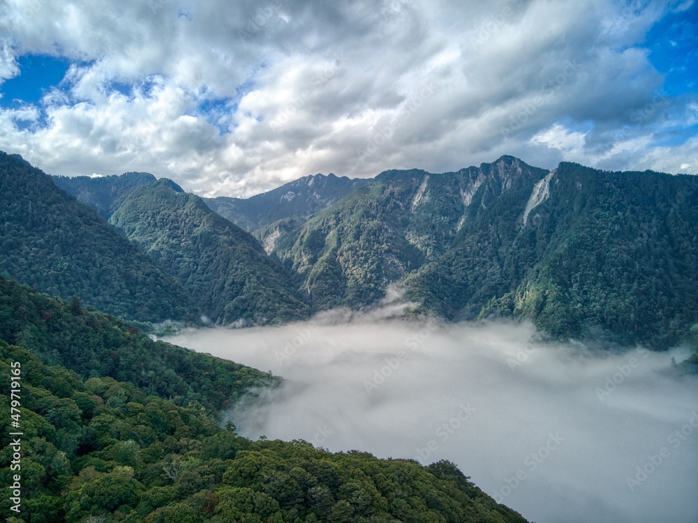 sea of clouds on the top of mountain