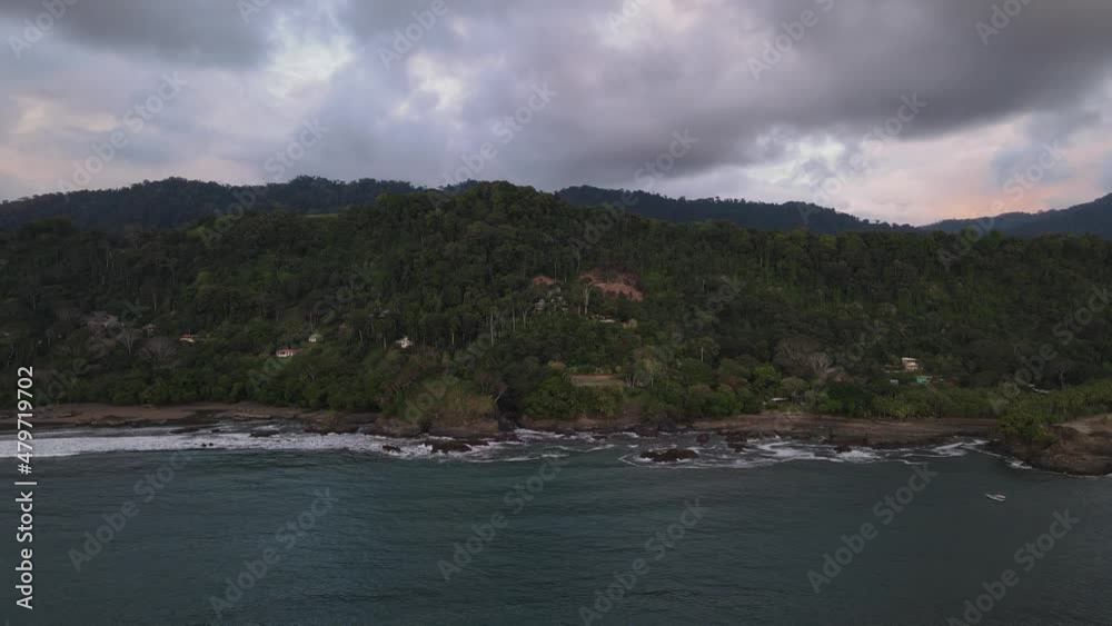 Aerial shot of forests and mountains on the coast of Costa Rica Aerial shot of forests and mountains on the coast of Costa Rica