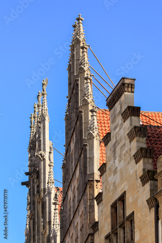 Germany, Muenster, The gable of the historical city hall in Muenster  Muensterland, North Rhine-Westphalia, Germany © Peter