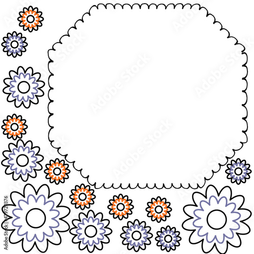 Square frame from floristic monochrome elements for registration of congratulations, invitations.