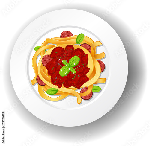 Spaghetti bolognese with tomato sauce