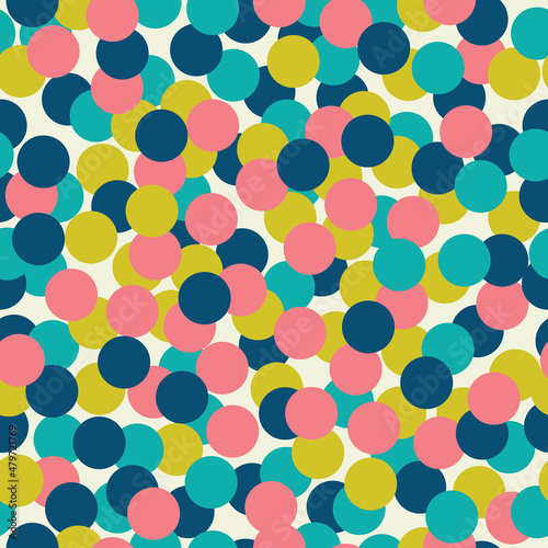 Simple seamless polka dot pattern in bright colors.