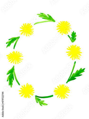 水彩たんぽぽフレームベクター版