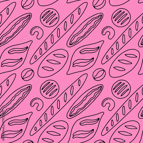 Long loaf and baguette seamless pattern. Vector illustrtion