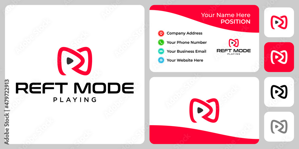 Letter R M monogram video logo design with business card template. Letter R M monogram video logo design with business card template.