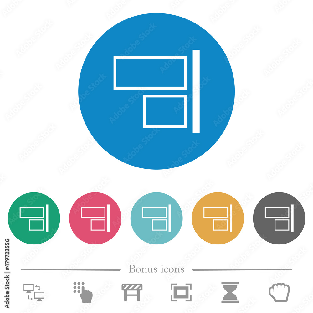 Align to right outline flat round icons