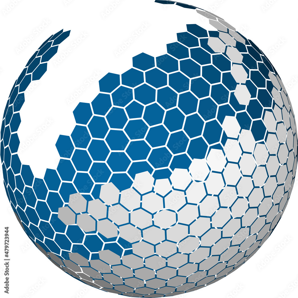 Abstract hexagonal 3d sphere vector background