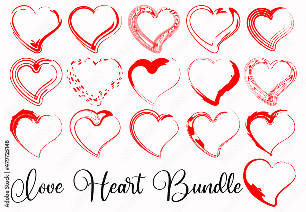 red love heart vector  icon set  Happy Valentines day sign symbol simple template and t shirt design