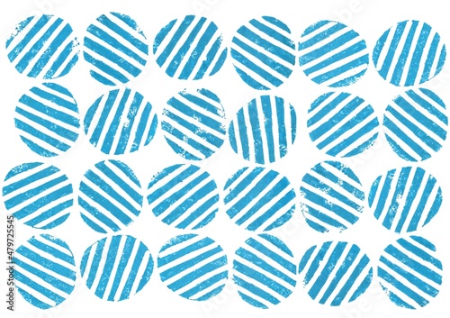 Seamless pattern with circles. Stripes.Linocut.Ink printing. Texture.