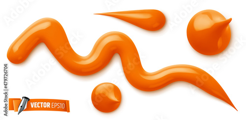 Vector realistic illustration of orange paint on a white background.