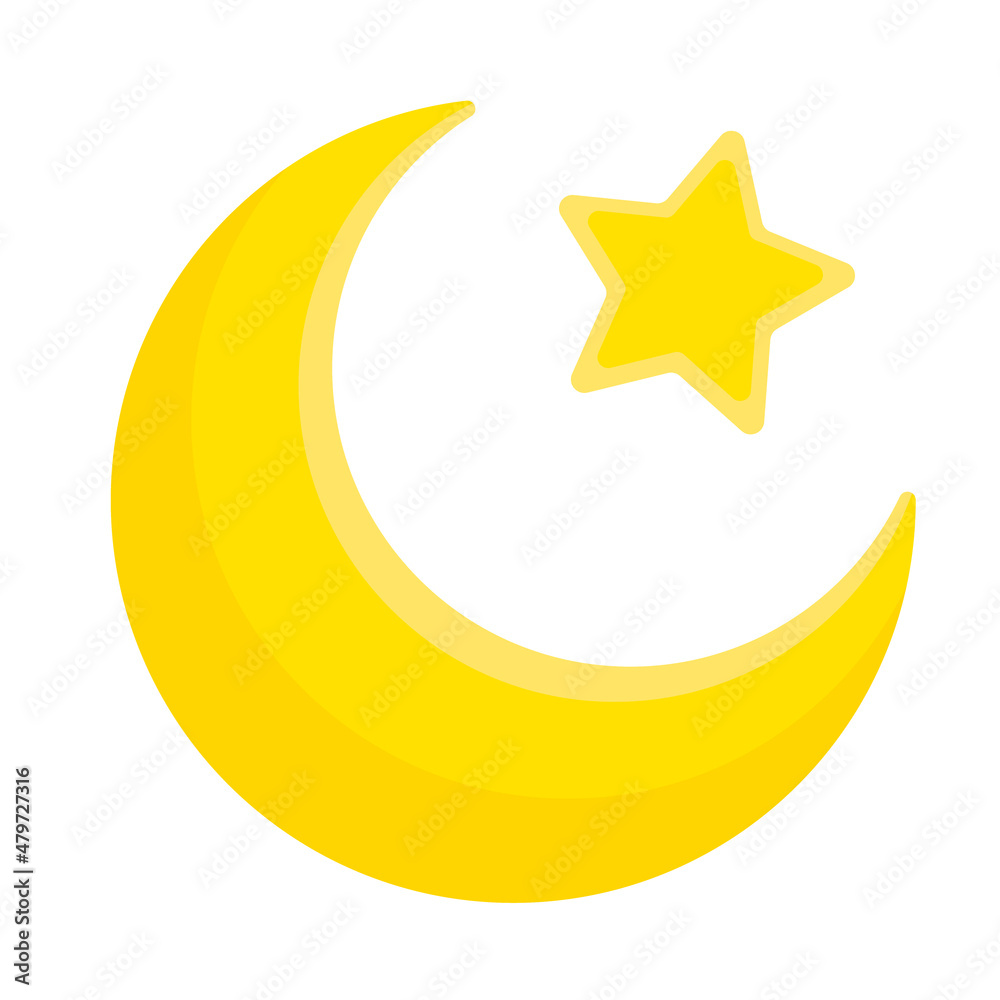 Star and crescent vector illustration. Childrens sleepy illustration. Symbol of night, sleep, and falling asleep Star and crescent vector illustration. Childrens sleepy illustration. Symbol of night, sleep, and falling asleep