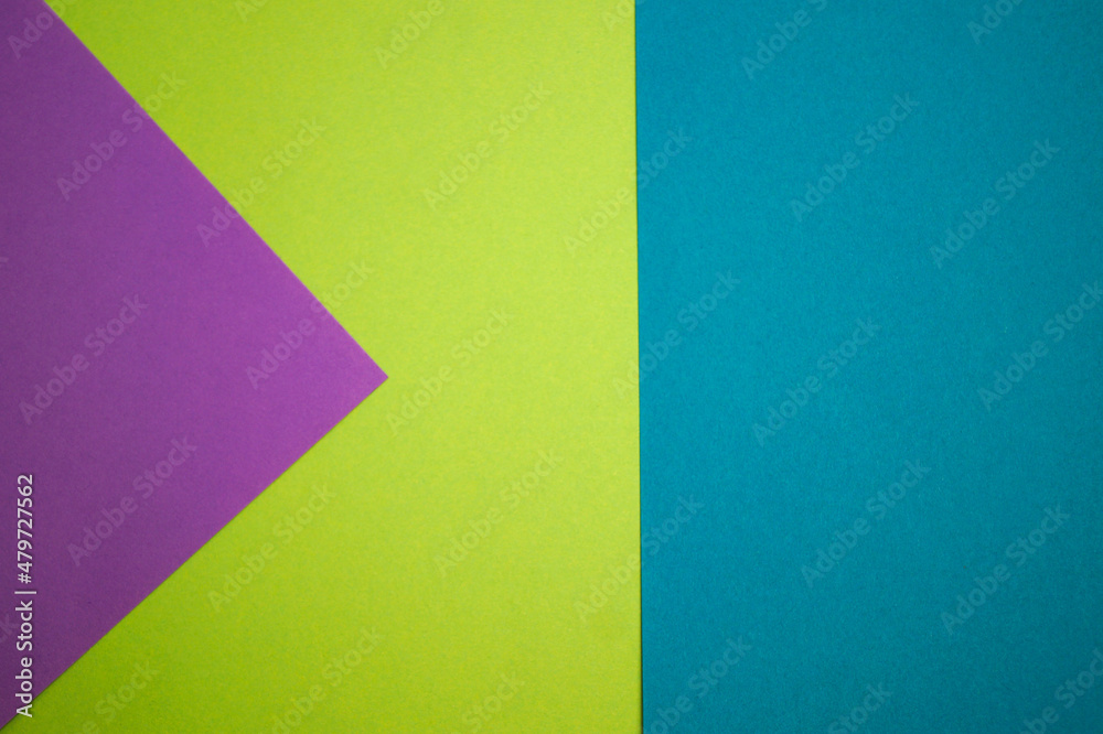 Trendy colors, geometric paper background. Colorful background made of soft paper.
