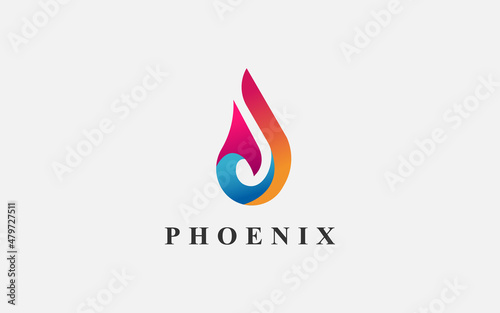 Luxury fire phoenix abstract logo design template vector image