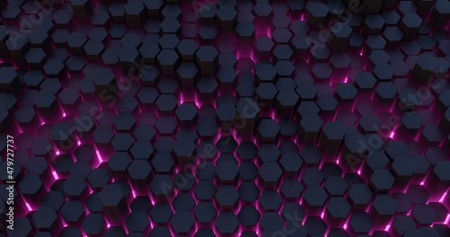 Hexagon Cell Honeycomb Gold 3D Rendering Reflection Background Motion