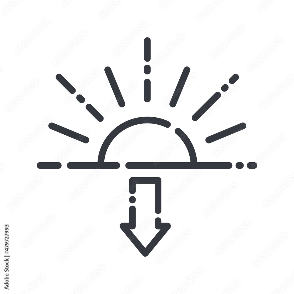 Sunset line icon isolated on transparent background. Sunset line icon isolated on transparent background.