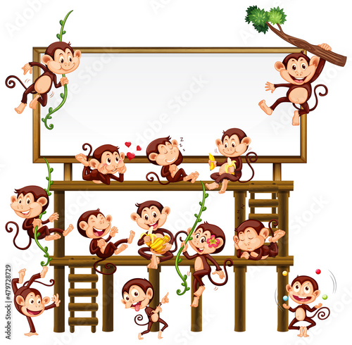 Little monkeys on park background