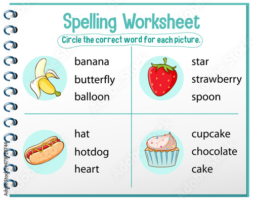 Spelling worksheet template for kids