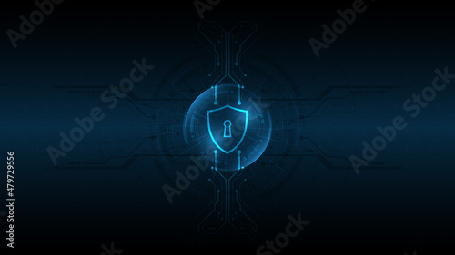 3D Protected guard shield security concept Security cyber digital Abstract technology background protect system innovation concept  vector illustration
