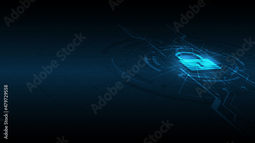 Padlock Security cyber digital concept Abstract technology background protect system innovation vector illustration