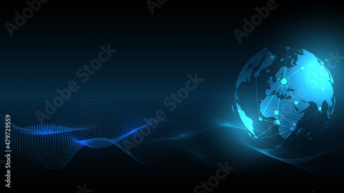 Global network connection. Global technology. World map abstract technology background global business innovation concept