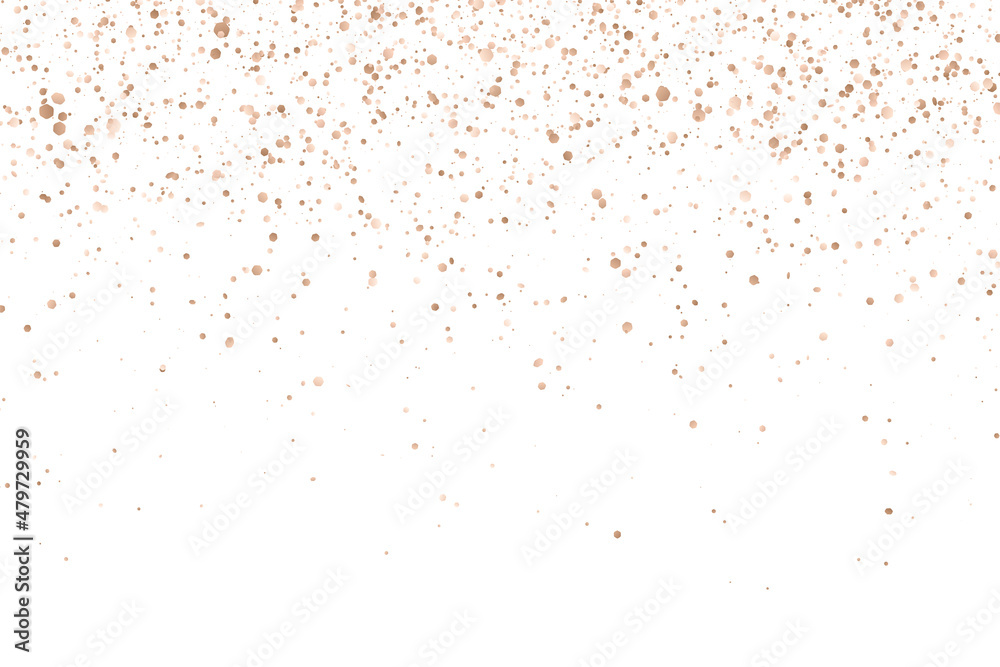 Bronze glitter confetti on white background. Vector
