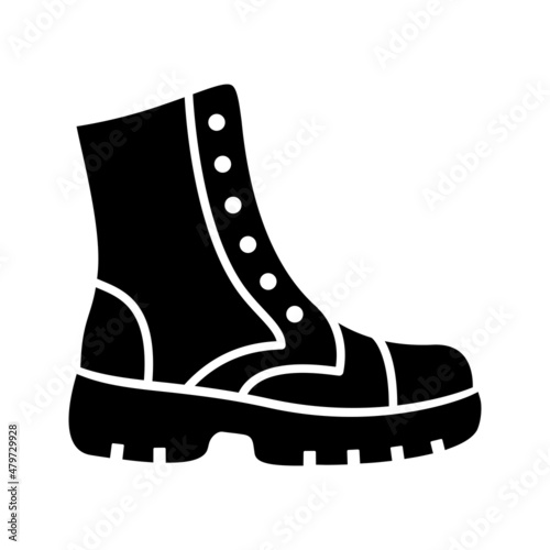 Chunky boots black glyph icon isolated. Vector