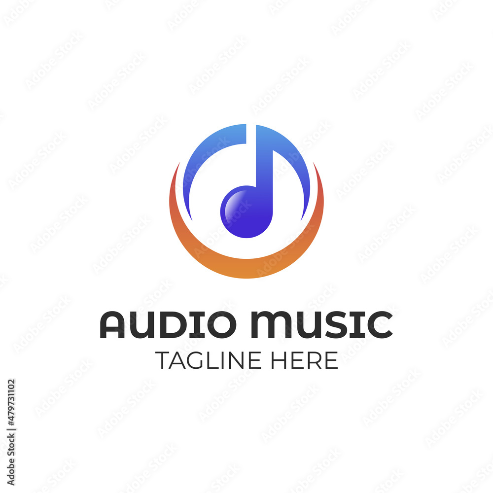 Planet music studio logo design element, global trend music icon symbol design vector template