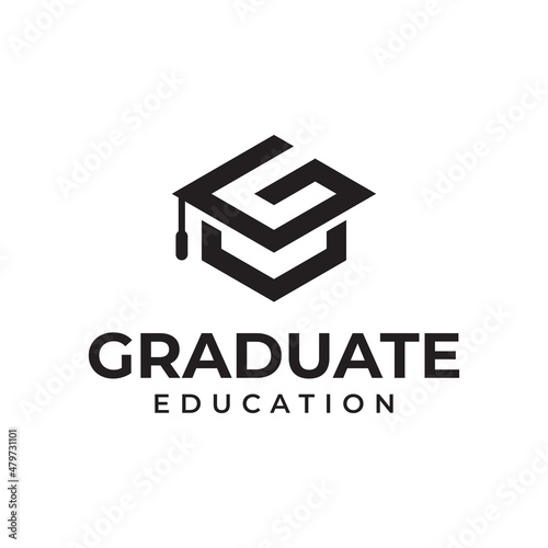 initial letter G for graduate education logo element with cap symbol icon. Online education logo design template