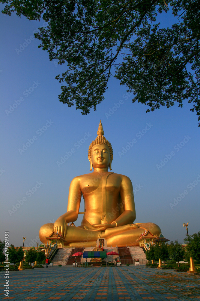 Golden Buddha Statue at Wat Mung Temple, Ang Thong Province, Thailand Golden Buddha Statue at Wat Mung Temple, Ang Thong Province, Thailand