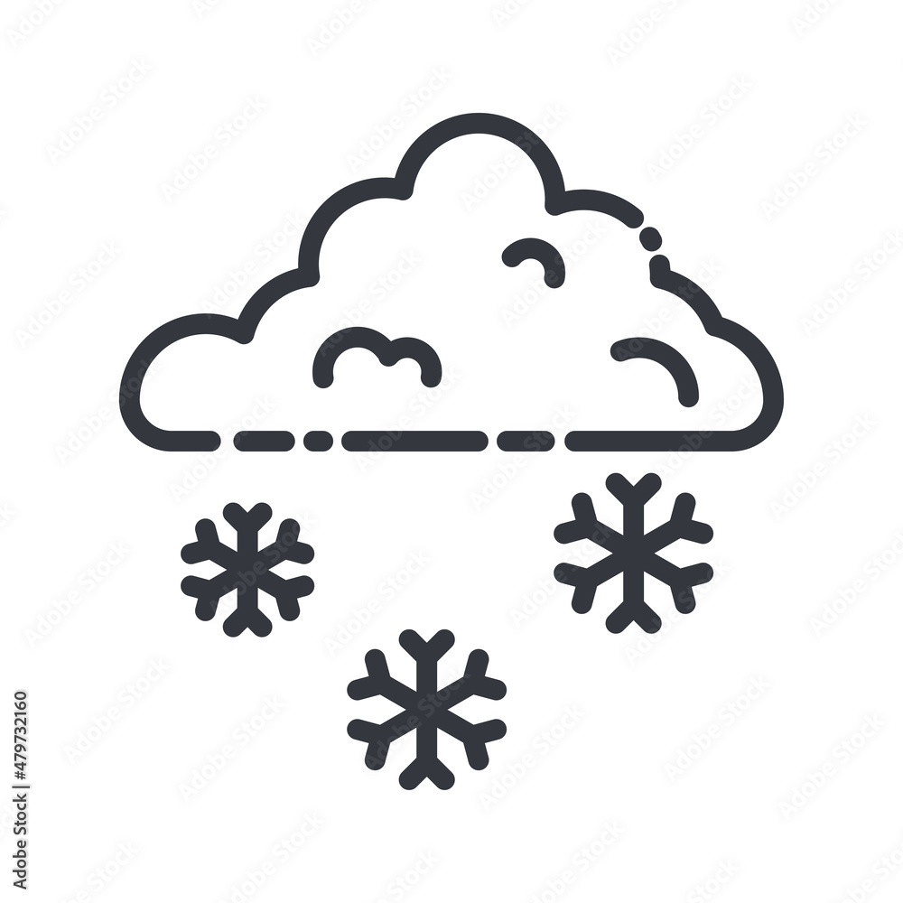Cloudy sky with snow line icon on transparent background. Cloudy sky with snow line icon on transparent background.