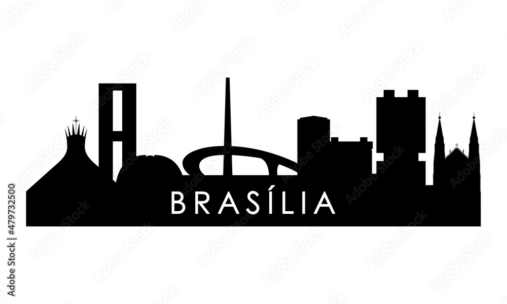 Brasilia skyline silhouette. Black Brasilia city design isolated on white background.