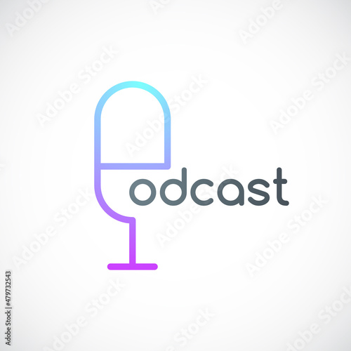 Podcast emblem. Trendy concept design for radio or podcast show. Vector illustration.