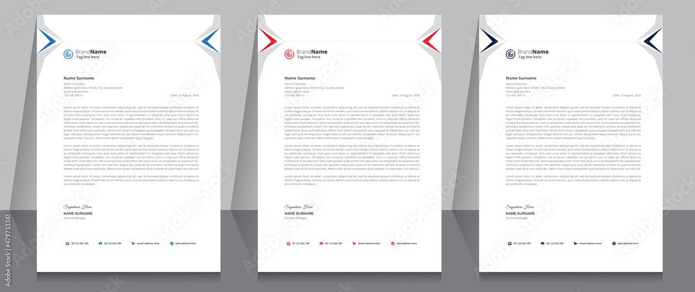 Letterhead format template, business style letterhead template design.