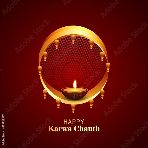 Happy Karwa Chauth Festival Card Celebration Design