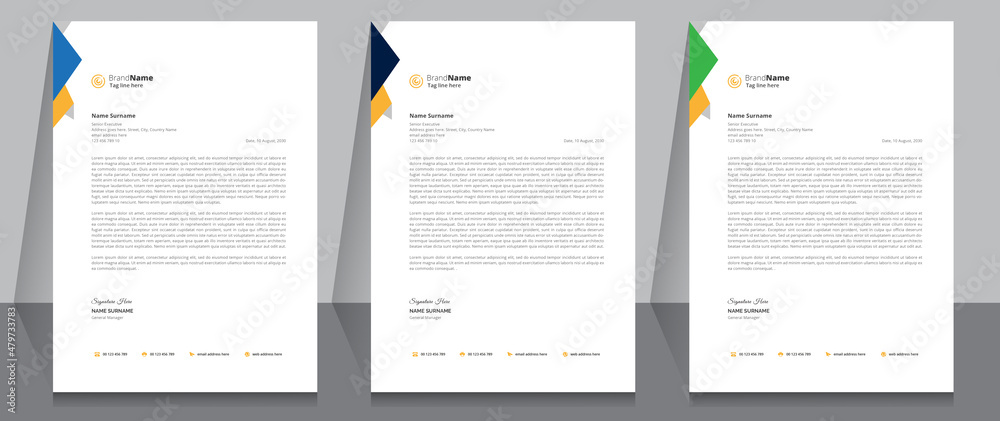 Letterhead format template, business style letterhead template design.