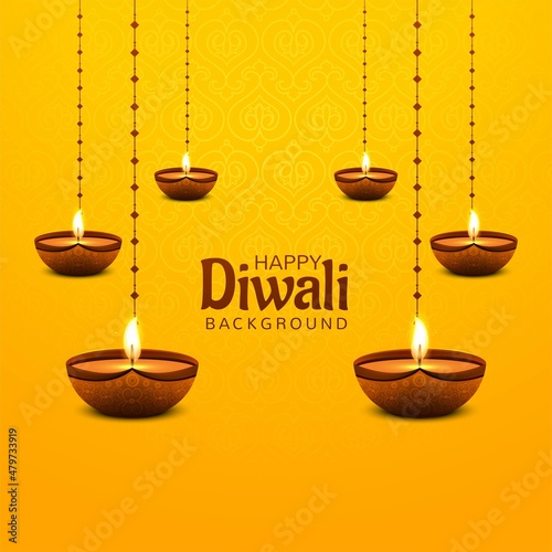 Happy diwali decorative hanging diya background