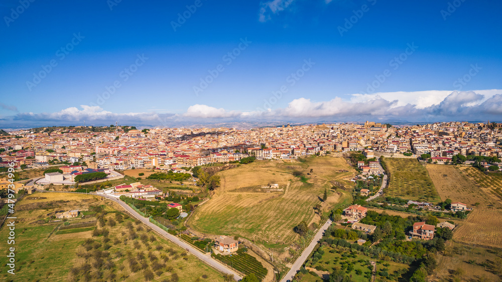 Aerial View of Mazzarino, Caltanissetta, Sicily, Italy, Europe