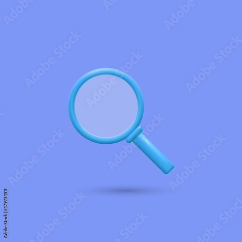 3d blue magnifying glass icon vector