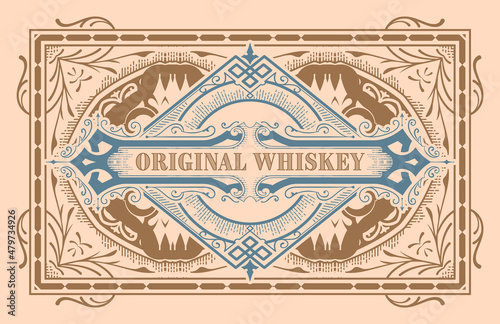 Whiskey label with old frames