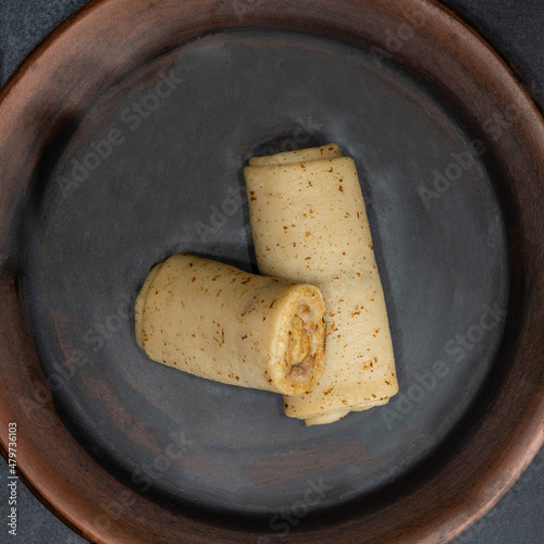 Pancakes on a ceramic plate