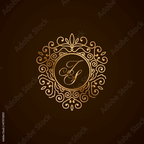 JS initial letter jewelry monogram logo, luxury ornament jewelry, heart-shaped love symbol