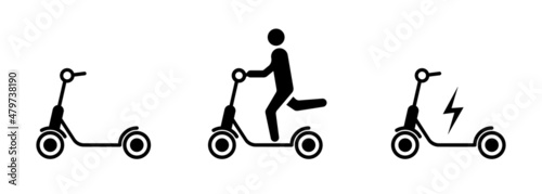 Electric scooter icon set. Ecological transport concept. Vector on isolated background. EPS 10 photo