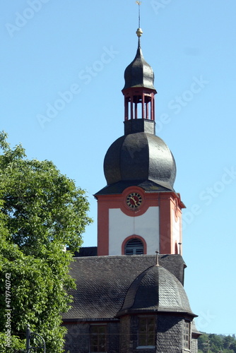 Tower of the Nikolai Kirke from the 13th century in the city Siegen. Germany