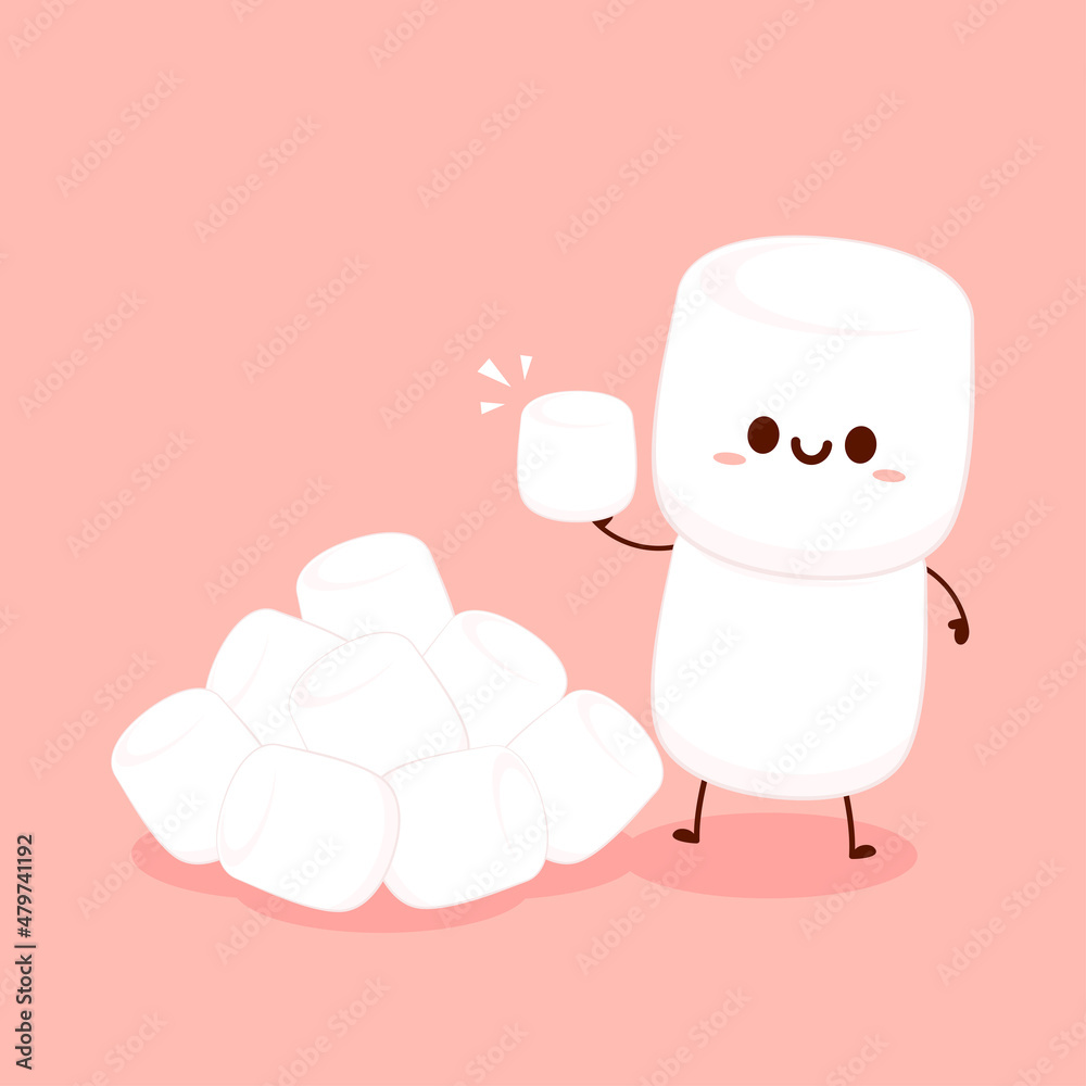 Naklejka premium Marshmallows character design. Pile of marshmallows.