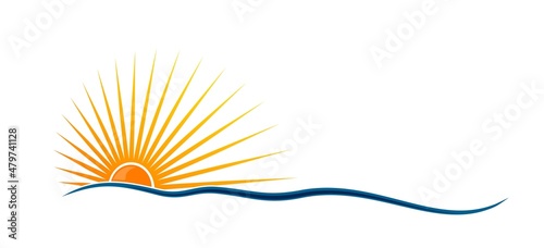 Wallpaper Mural Sun and Blue Wave Symbol.  Torontodigital.ca