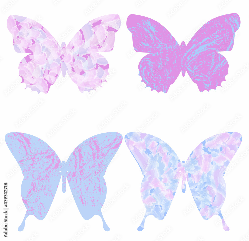 Set of beautiful exotic butterflies. abstraction