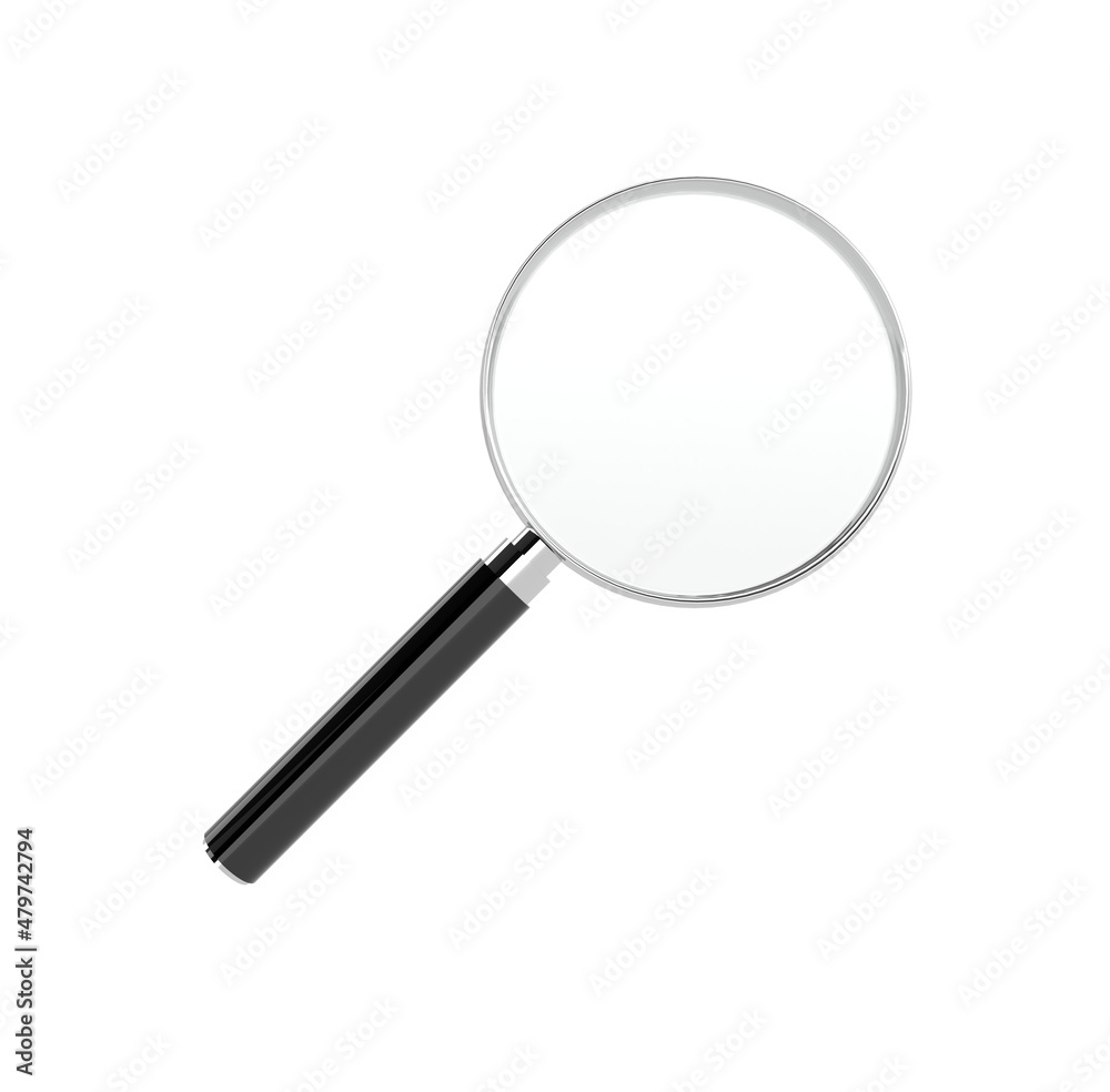 Magnifier isolated on white background. 3D render. Magnifier isolated on white background. 3D render.